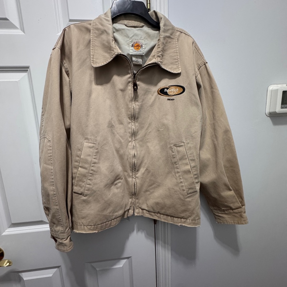 Hard Rock Cafe vintage Tan Chicago Jacket size large